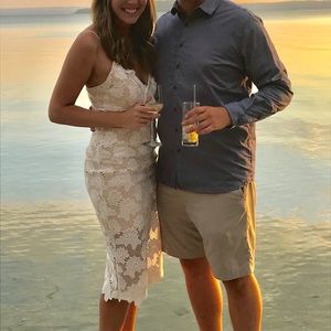 BARDOT white/cream lace midi